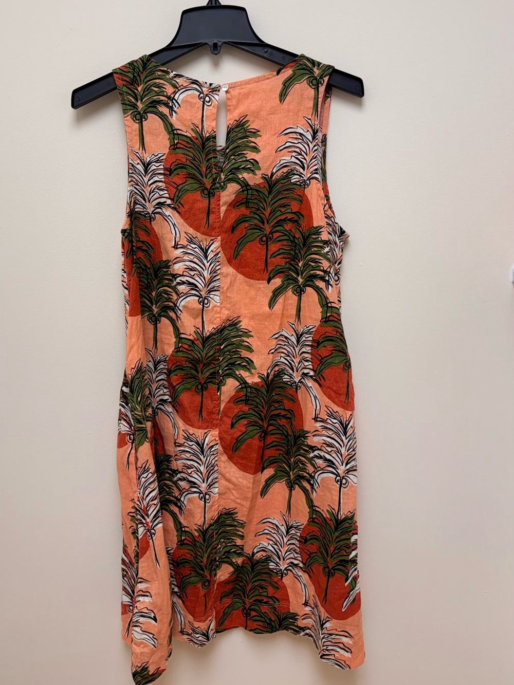 Nicole Miller NY 100% Linen Tropical Palm Tree Sunset Shift Dress - New - Picture 2 of 10